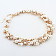 Load image into Gallery viewer, Chunky Pearl and Crystal Diamante Necklace and Earrings Set