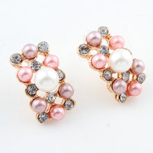 Load image into Gallery viewer, Chunky Pearl and Clear Crystal Diamante Necklace and Earrings Set