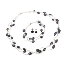 Load image into Gallery viewer, black pearl jewellery set