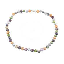 Load image into Gallery viewer, Simple 8-9mm Multi-coloured Pearl Necklace