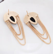 Load image into Gallery viewer, Diamante Long Tassel Dangle Earrings Rose Gold Colour