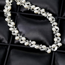 Load image into Gallery viewer, Elegant Crystal Clear Diamante and Pearl Necklace and Earrings Exclusive Design Jewellery Set