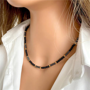 Handmade Womens Girls Beaded Necklace Choker | 4mm Natural Gemstones Healing Crystal Beaded Jewellery Choker For Women and Girls