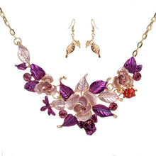 Load image into Gallery viewer, Flower fashion necklace and earrings set
