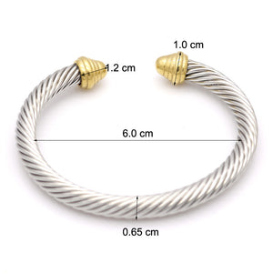 Fashion 6.5mm Stainless Steel Torque Bangle for Men
