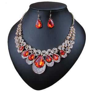 crystal necklace and earring set