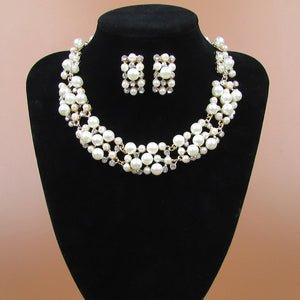 pearl necklace and earrings