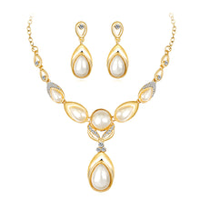 Load image into Gallery viewer, Pearl and Crystal Diamante Necklace and Earrings Set

