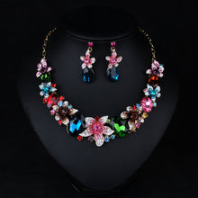 Load image into Gallery viewer, Statement Crystal Floral Necklace and Earrings Set
