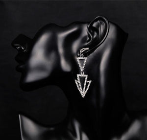 Women's Statement Triangle Crystal Earrings