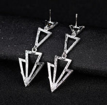 Load image into Gallery viewer, Women&#39;s Statement Triangle Crystal Earrings
