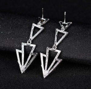 Women's Statement Triangle Crystal Earrings