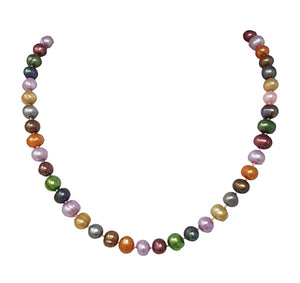 Simple 8-9mm Potato Shape Multi-coloured Pearl Necklace