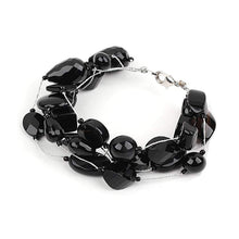 Load image into Gallery viewer, Multi Strand Natural Black Agate Gemstone Bracelet
