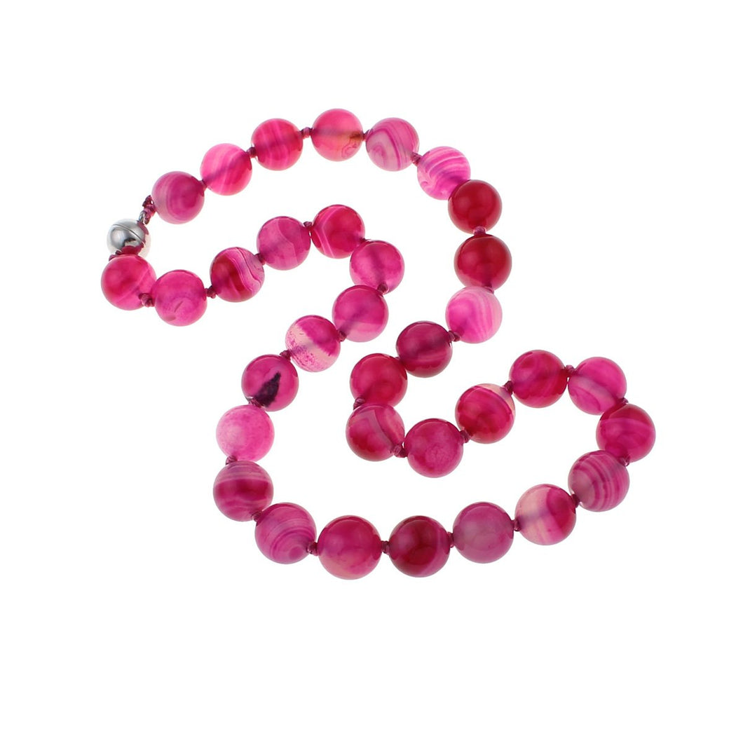 Pink agate gemstone necklace for women