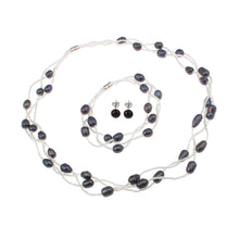Load image into Gallery viewer, black pearl jewellery set
