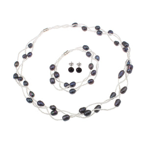 black pearl jewellery set