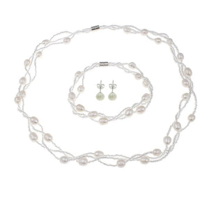 Natural White Freshwater Pearl Jewellery Tri-Set