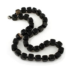 Load image into Gallery viewer, Natural Black Agate Cube Bead Necklace
