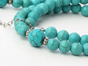 8-12mm Natural Turquoise Beaded Necklace & Bracelet Set