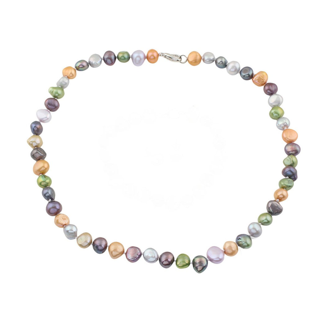 Simple 8-9mm Multi-coloured Pearl Necklace
