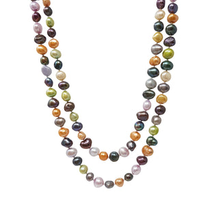 Simple 8-9mm Multi-coloured Pearl Necklace