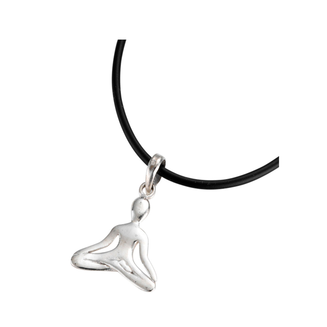 lotus pose yoga silver pendant