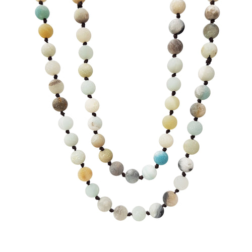 Amazonite gemstone long necklace for women