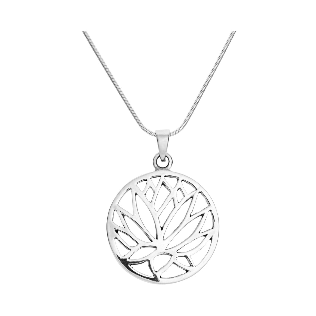 Silver Lotus Flower Pendant on Chain
