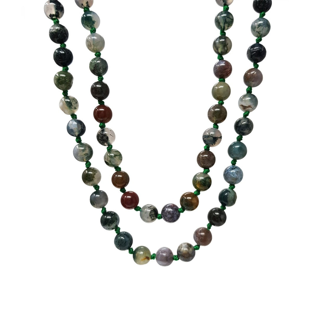 8mm Natural Idian Agate Gemstone Necklace 120cm