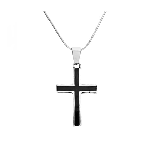 Silver cross pendant necklace on chain for man and women