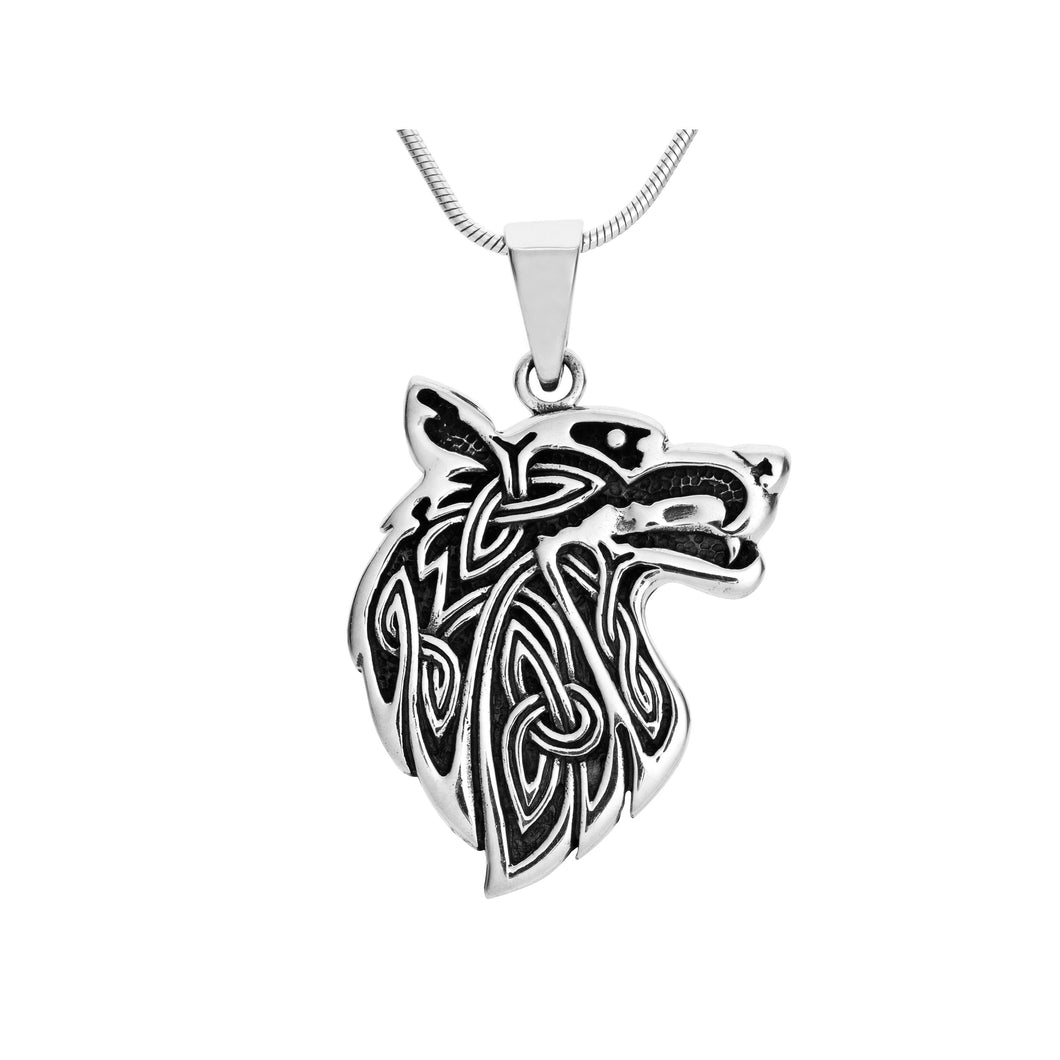silver Wolf Pendant necklace for man