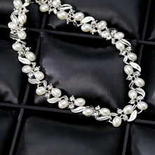 Load image into Gallery viewer, Elegant Crystal Clear Diamante and Pearl Necklace and Earrings Exclusive Design Jewellery Set

