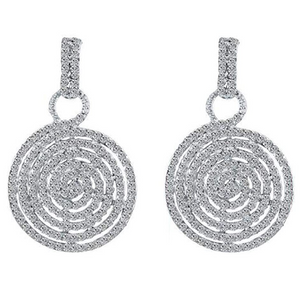 Diamante Crystal Circle Dangle Drop Earrings